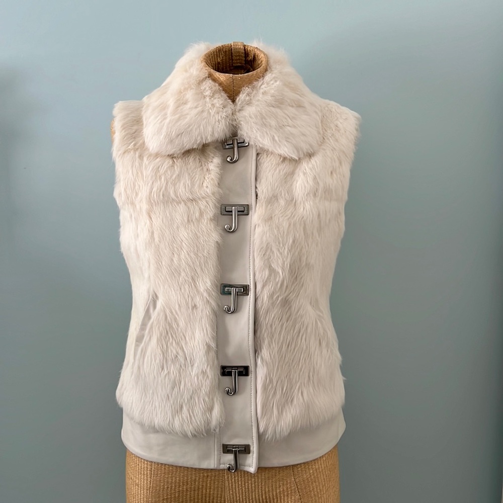 Juicy Couture white rabbit fur vest
